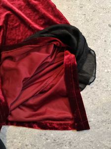 Red Qipao Inspired Velvet Fem Fatale Dress