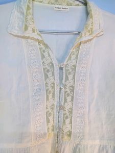 Flared White Cotton Shirt...