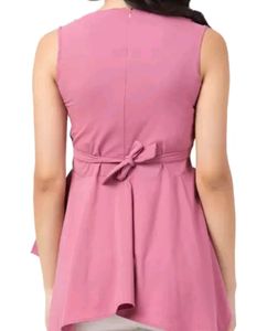 Casual Shoulder Straps Solid Women Pink Top