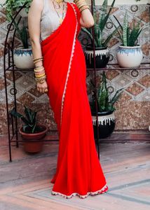 Beautiful Saree With Golden Border