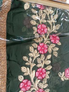 Elegant Green Embroidered Saree