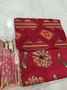 Elegant Floral Print Suit Set Material.