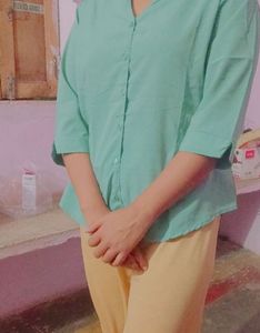 Mint Green Button-Up Top