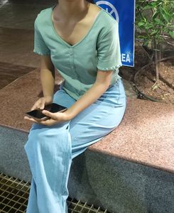 Mint Green Button-Down Top
