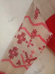 Red and Greyish Brown Kurta