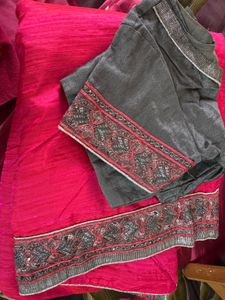 Pink Grey Saree