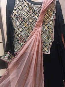 full flare Kali gown with work choli