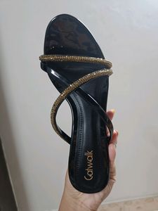Catwalk Black &amp; Gold Heeled Sandals