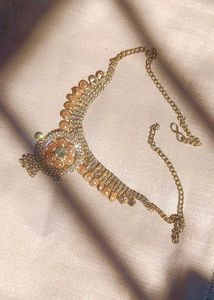 Elegant Gold-Plated Necklace with Stone Work