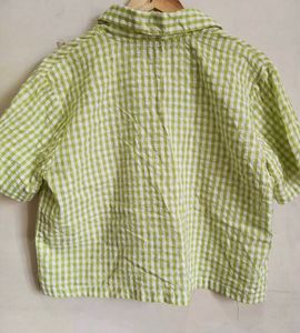 Green Gingham Crop Top