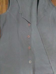 Korean Grey Sleeveless Coat For Womens