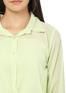 Lime Green Tie-Front Sheer Top