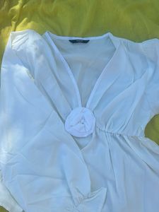 Shein White Flowy Top