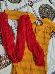 Yellow Embroidered Kurti