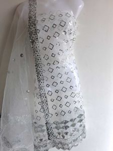 White Sequin Dress Material