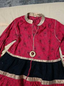 Red &amp; Black Tiered Cotton Dress
