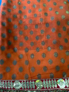 Rust Color Party Wear Georgette Saree