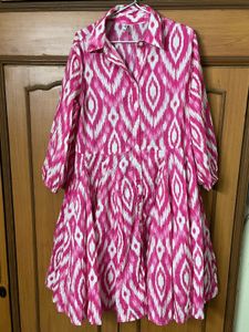 Pink &amp; White Print Button-Down Dress