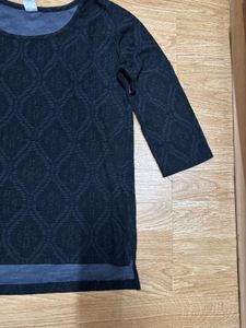 Women Top - Black With Self Design