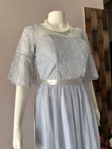 Grey lace embroidered dress