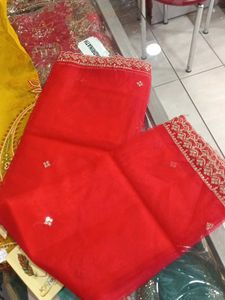 Yellow &amp; Red Dress Material