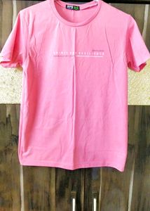 L Size Women T-shirt Pink In Color.
