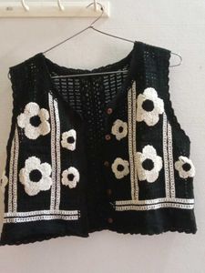 Crochet Floral Vest