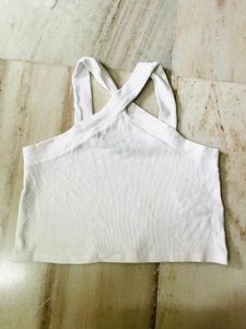 White Criss Cross Crop Top