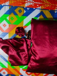 Maroon Satin Pillow Covers