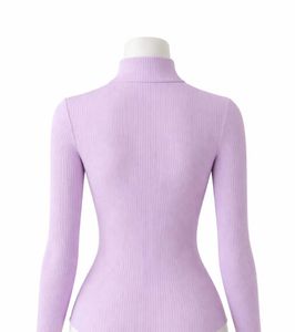 Lilac Ribbed Turtleneck Bodysuit