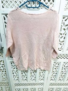 🎀Pink Crocheted Trim Top