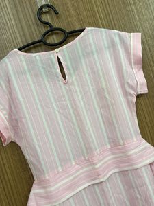 Pink And White Striped Shirt Blouse For Women