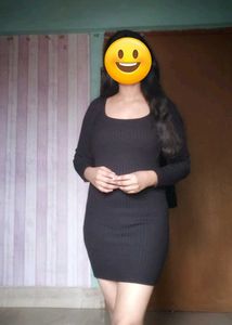 Black Ribbed Knit Dress