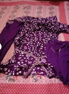 Elegant Purple Floral Kurta Set