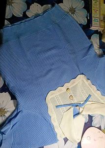 Korean Vintage Knit Top - Baby Blue