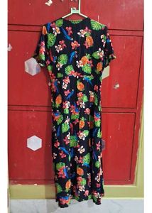 Floral Print Maxi Dress With Detachable Belt Size