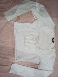 Y2k White Full Sleeve Crop Top