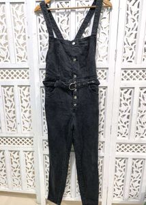 Black Washed Denim Overall C