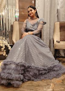 Elegant Silver-Green Formal Gown