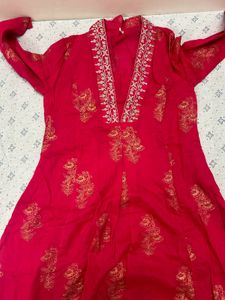 Red Printed Kurta Set