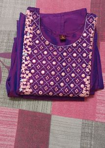 Gajarai Art Silk Embroidered Kurta Pant Set