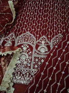 Maroon Embroidered Kurta Set