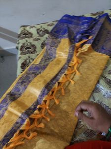 New Saree It Is Very Combination Yellow And Blue C