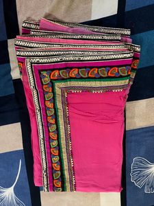 Pink Beautiful Saree With Broad Border