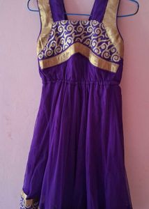 Girls' Purple &amp; Gold Party Dress stitched by me