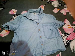Denim Crop Shirt And Oversized Tshirt From Max 💗✨