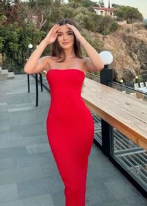Red Bodycon Maxi Tube Dress