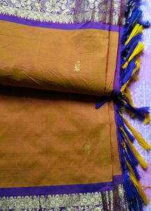 Orange Violet Banarasi Pure Silk Saree