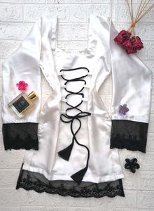 Corset Back Satin Kurti 🖤