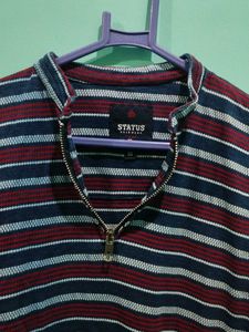 Status Striped Quarter Zip T Shirt